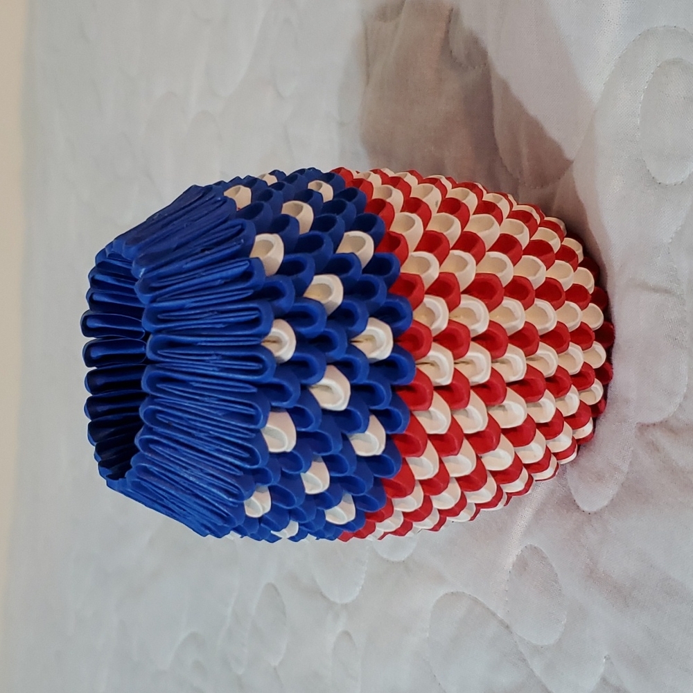 Handmade 3D Origami American Flag Pen/Pencil Holder